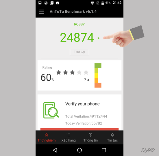 Kết quả đ&aacute;nh gi&aacute; Antutu